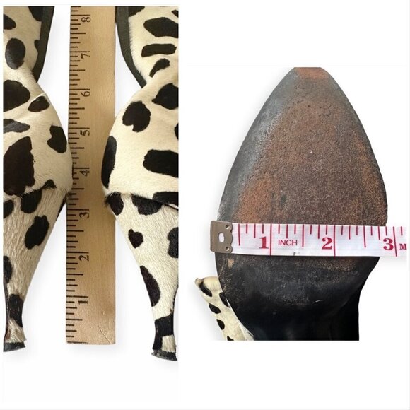 Vintage Rare Herbert Levine Dalmatian‎ print Cow Fur with Black Leather boots - Picture 13 of 15